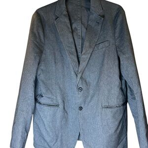 Armani Collezioni Men’s Gray Herringbone Blazer Elbow patch sport coat tailored
